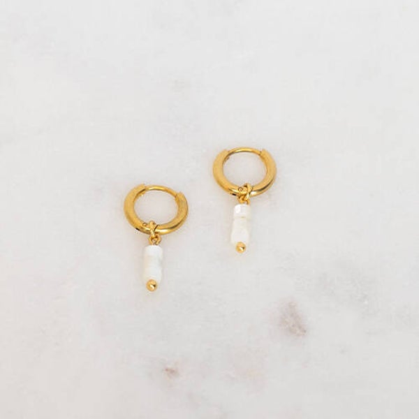 B2B MINI HOOPS PEARLY BEADS WHITE