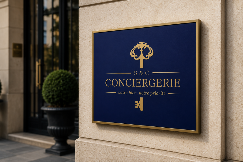 Mockup plaque S&amp;C conciergerie