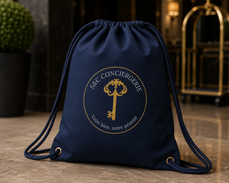 Mockup sac à dos tissus S&amp;C conciergerie