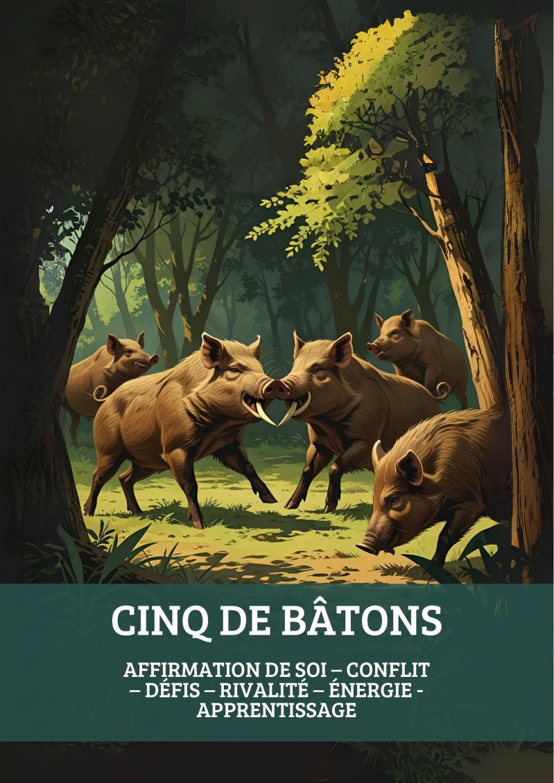 carte de tarot de la foret de mayana : 5 de batons