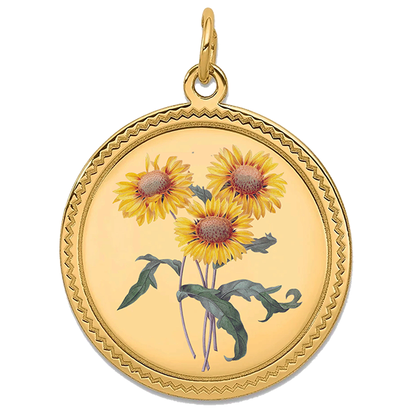 Flower, Gold Pendant for April