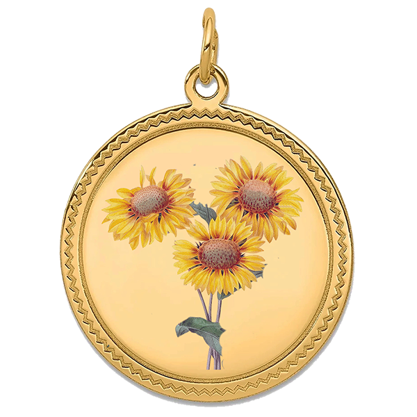 Flower, Gold Pendant for April