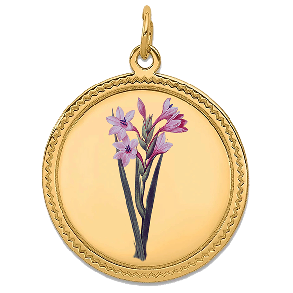 Flower, Gold Pendant for August