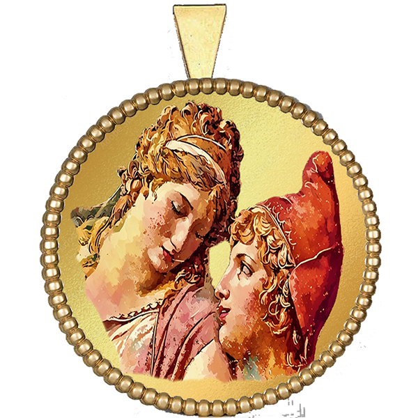 Helen of Troy and Paris Gold Pendant