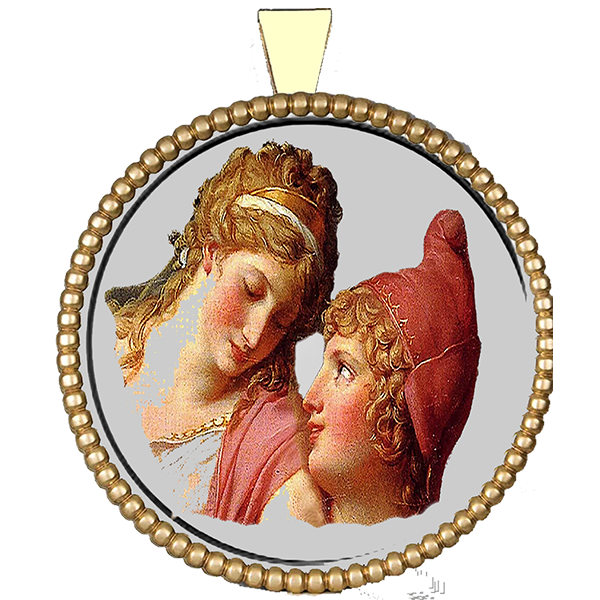 Helen of Troy, and Paris Silver Pendant