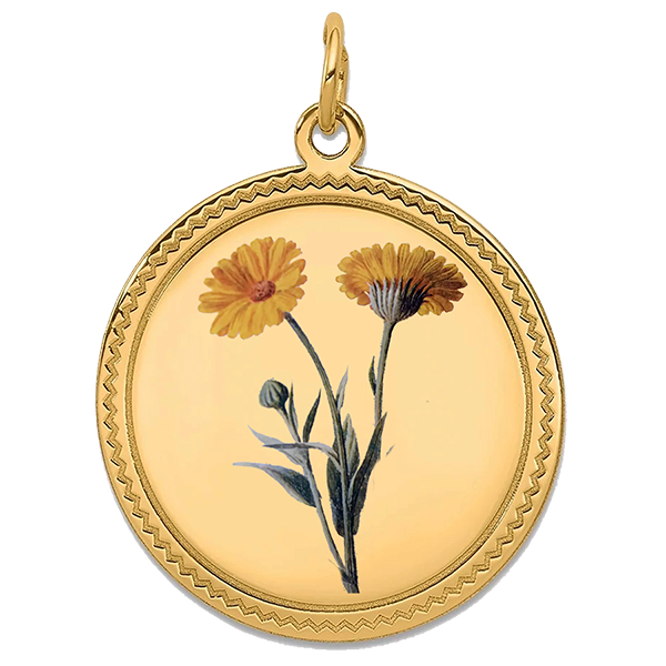 Flower, Gold Pendant for  October
