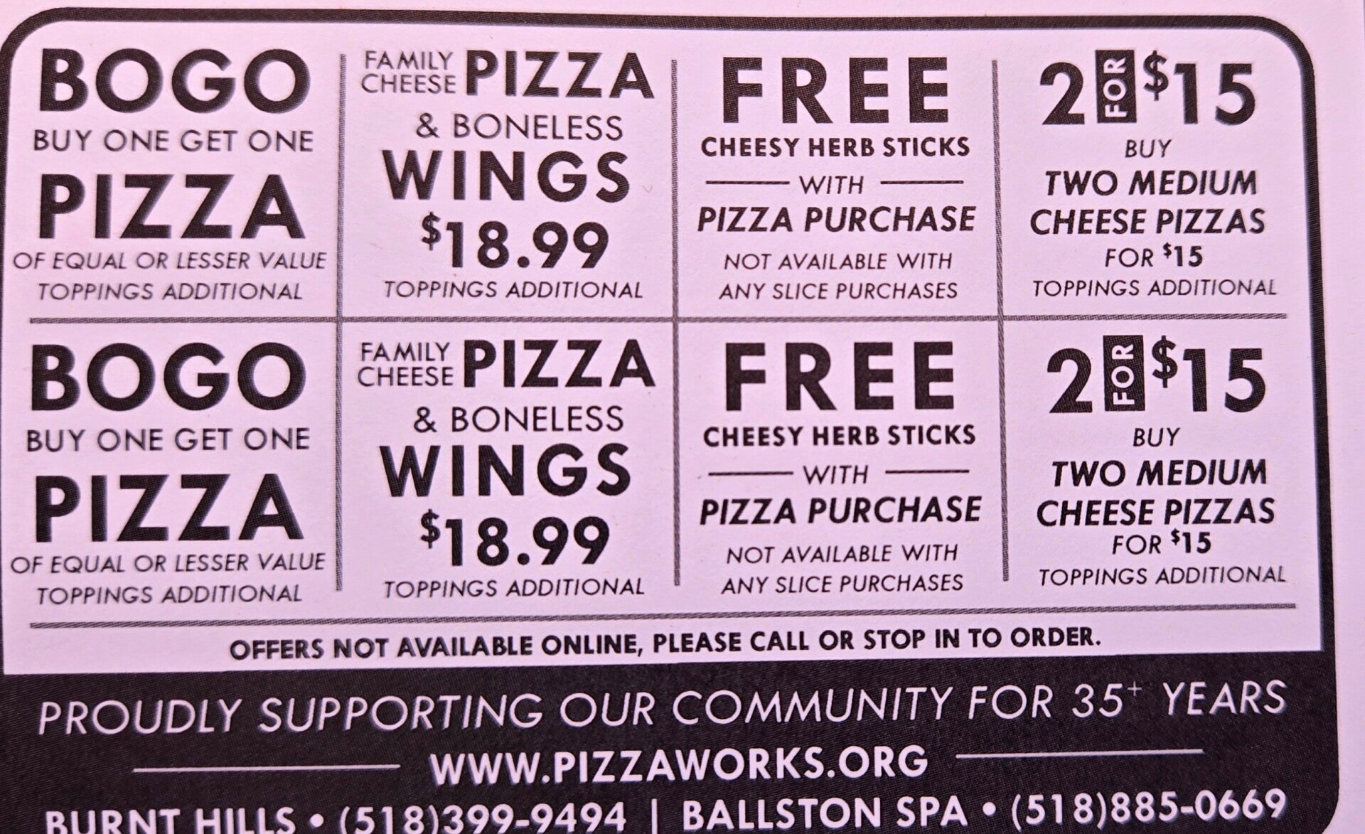 Pizza Works Ticket