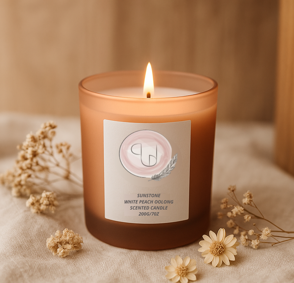 Bougie Sunstone - Pêche blanche & pétales de calendula