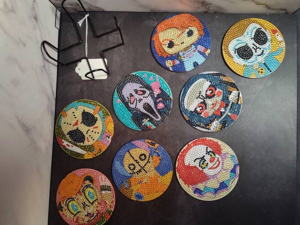 8 Diamond art horror movie coasters