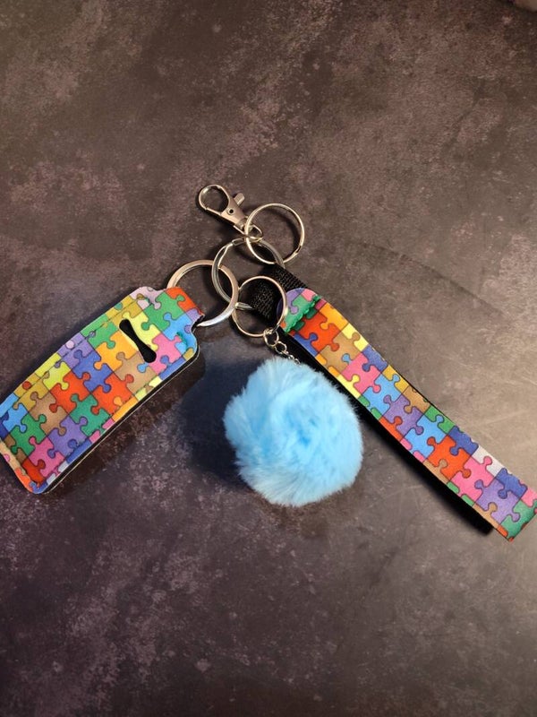 Clutch lanyard, ChapStick holder keychain (puzzle)