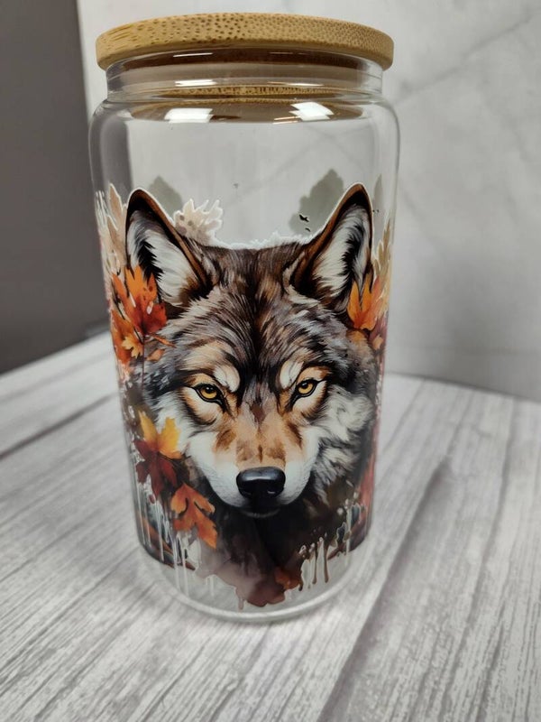 Wolf 16oz glass tumbler