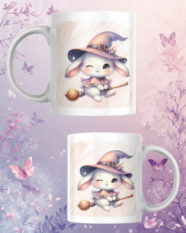 Hase auf Besen