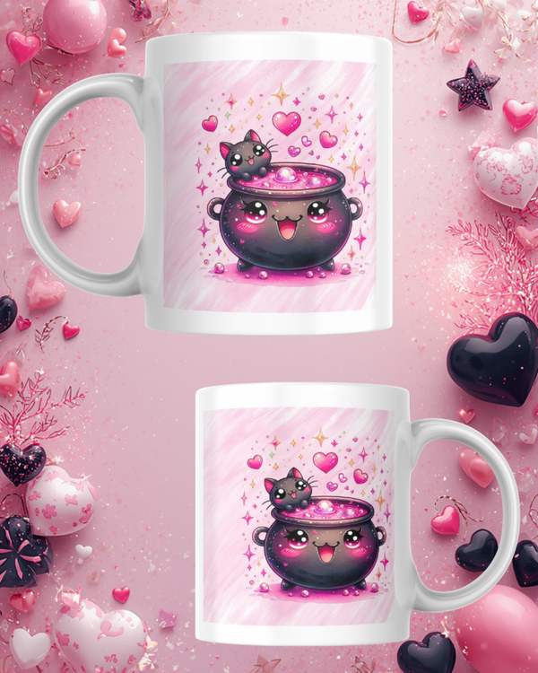 Katze mit rosa Kessel
