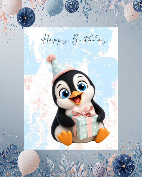 Liebevoller Pinguin mit Geschenk