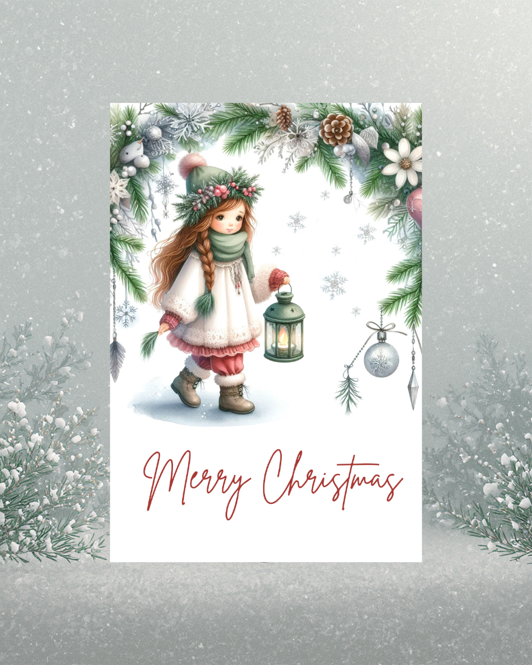 Merry Christmas "Mädchen mit Laterne"