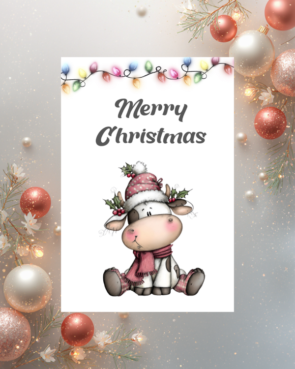 Merry Christmas "Kuh mit Lichterkette"
