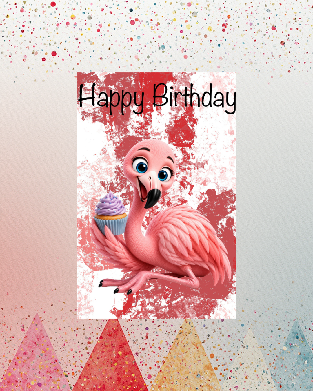 Niedlicher Flamingo mit Cupcake