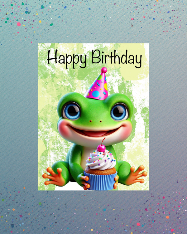 Fröhlicher Frosch mit Cupcake