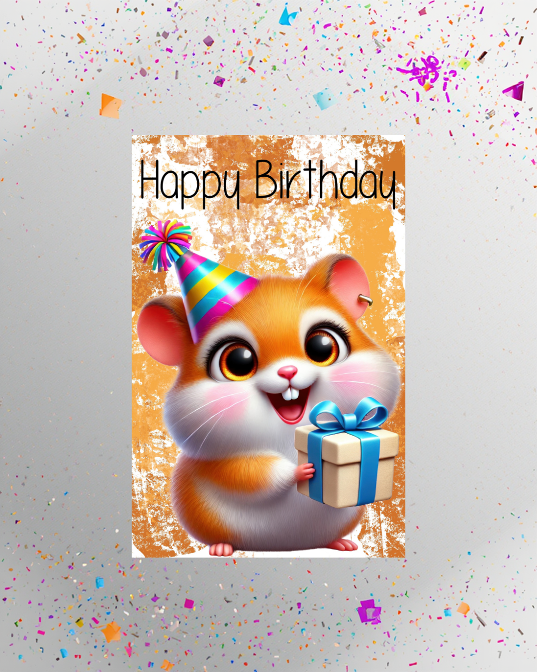 Süßer Hamster mit Geschenk