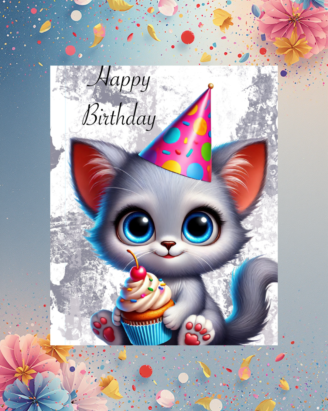 Niedliche Katze mit Cupcake
