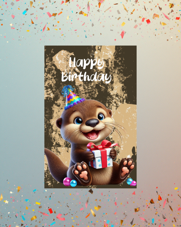 Niedlicher Otter mit Geschenk