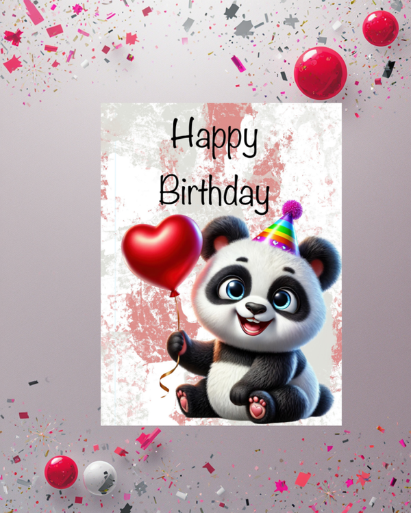 Süßer Panda mit Herzballon