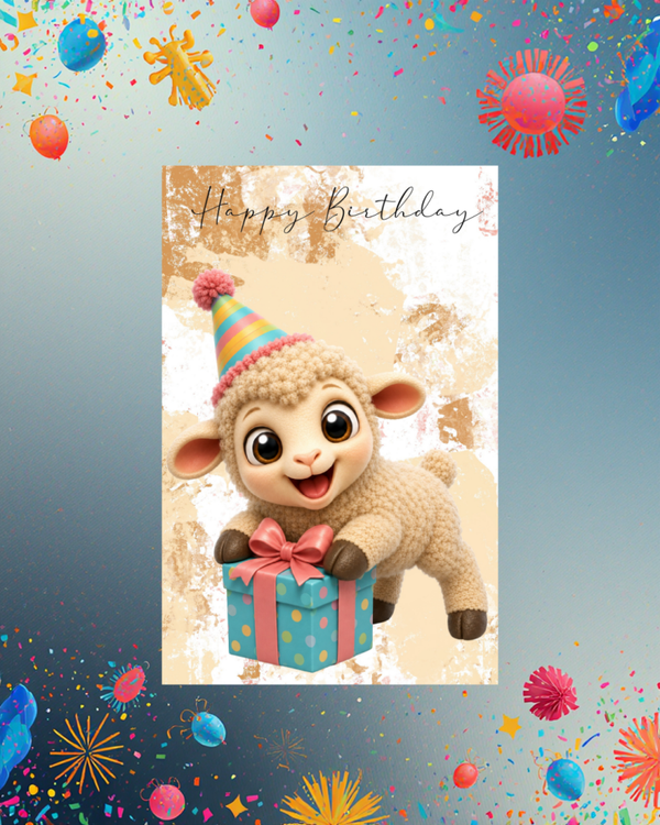 Flauschiges Schaf mit Geschenk