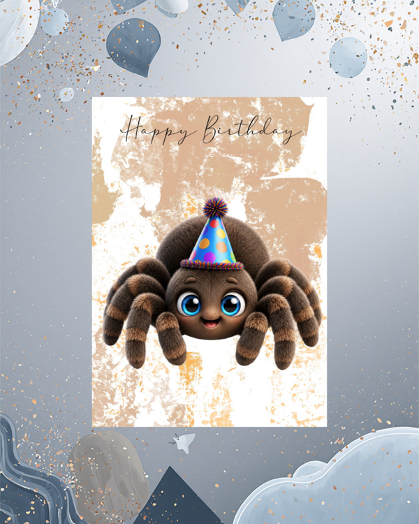 Niedliche Spinne mit Partyhut