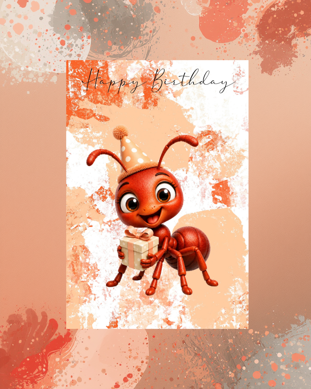 Niedliche Ameise mit Geschenk