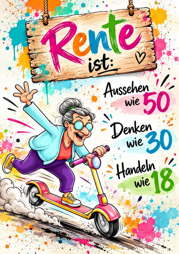 Rente ist... Frau - Karte