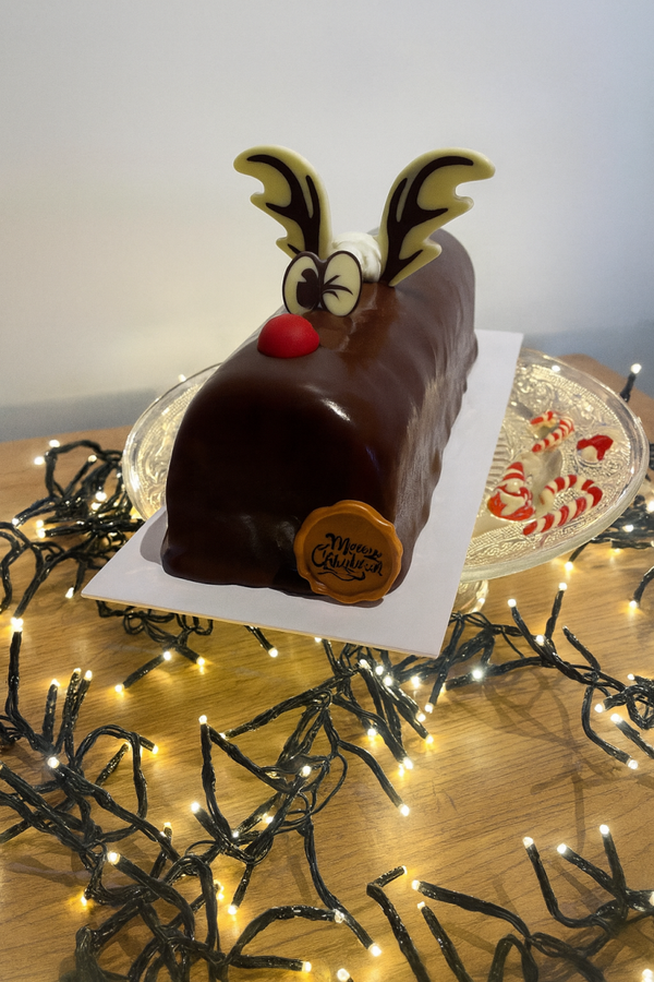 Buche vanille - chocolade met chocolade coulis - 4 personen