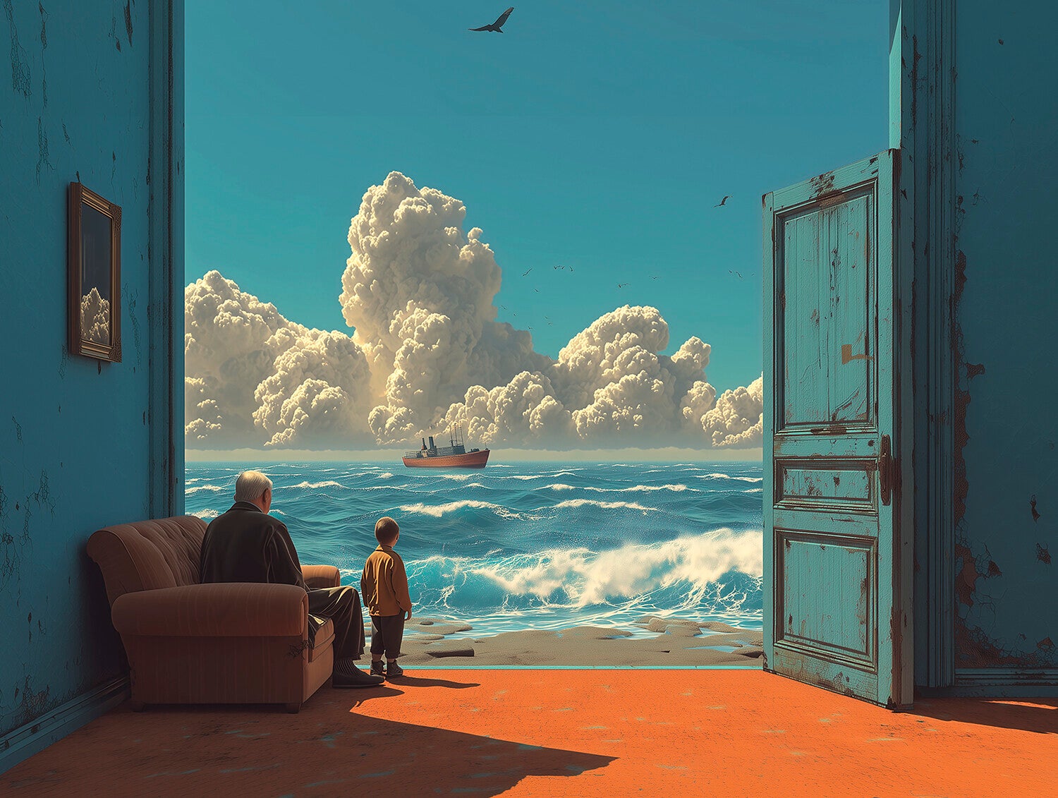 Giclée sur toile de lin 400g "L'océan derrière les murs""