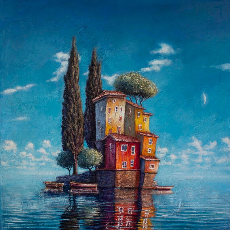 Nid de l'onde/Huile sur toile enchâssée/50 x 50cm