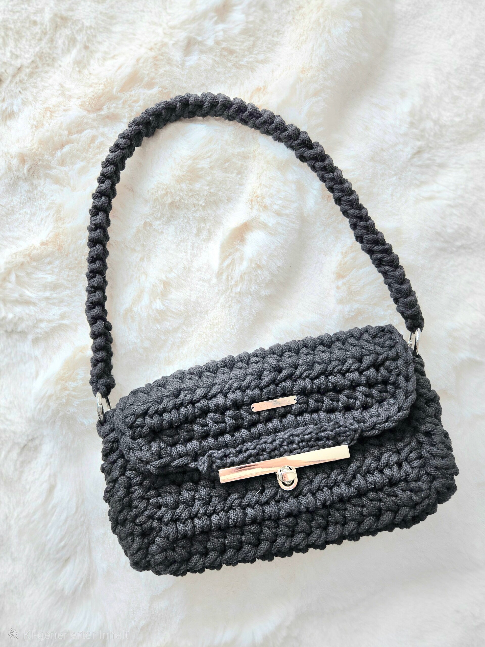 ENY NOIR – elegante schwarze Abendtasche mit silbernem Drehverschluss