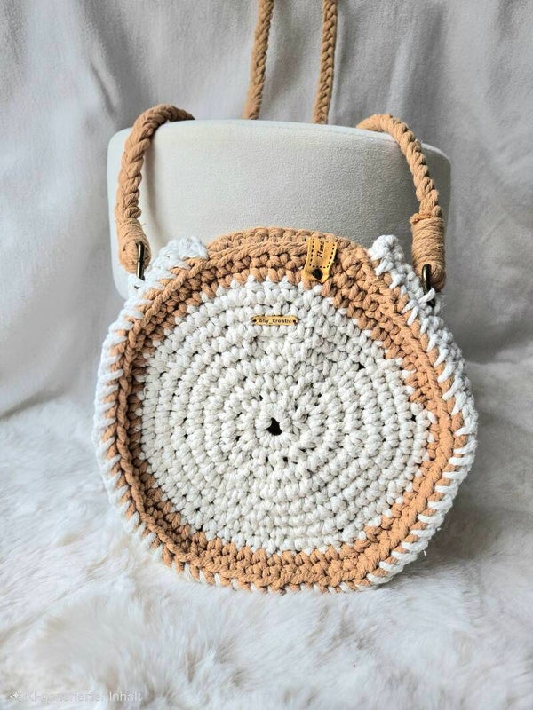 Runde Tasche DISKUS - beige und senfgelb - Tasche für Damen und Herren