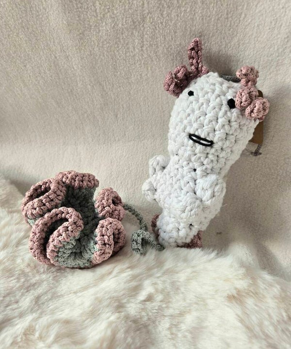 Lesezeichen XXL Axolotl mit Koralle