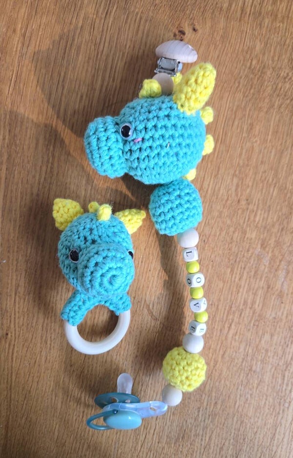 Drache Schnullerkette ohne Rassel