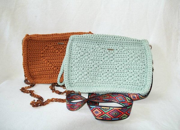 ANNIE GREEN - Umhängetasche Crossbody aus recyceltem Polyestergarn mit Karo - Muster
