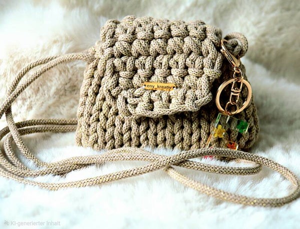MINI MARIELLE – elegante Mini-Tasche in Beige mit goldenen Lurexfäden