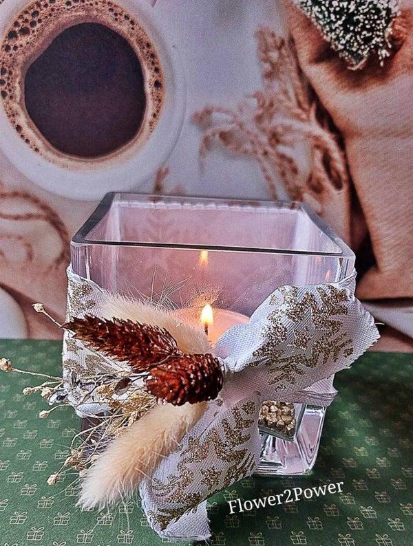 Kaarshouder met droogbloemen
