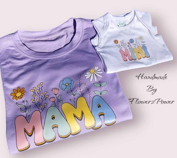 Handgemaakte kledij set mama en baby