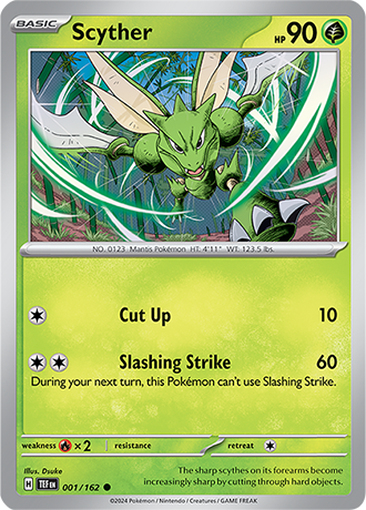 Scyther 001/162 reverse holo temporal forces.