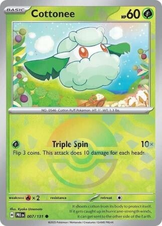 Cottonee 007/131 Pokeball reverse holo Prismatic Evolutions