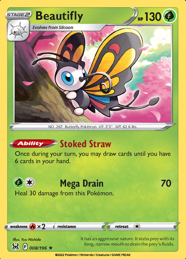 Beautifly 008/196 Reverse Holo Lost Origin