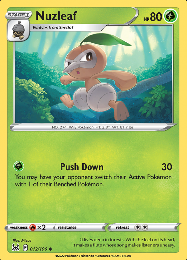 Nuzleaf 012/196 Reverse Holo Lost Origin