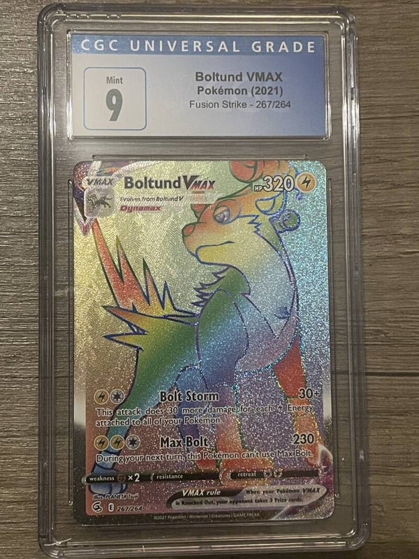 Boltund Vmax 267/264 Fusion Strike Rainbow CGC Graded 9