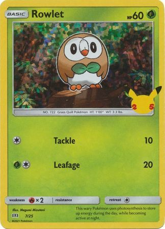 Rowlet 07/25 Promo Holo 25TH ANNIVERSARY MC DONALD'S