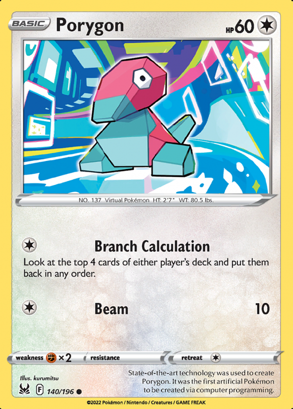 Porygon 140/196 Reverse Holo lost Origin