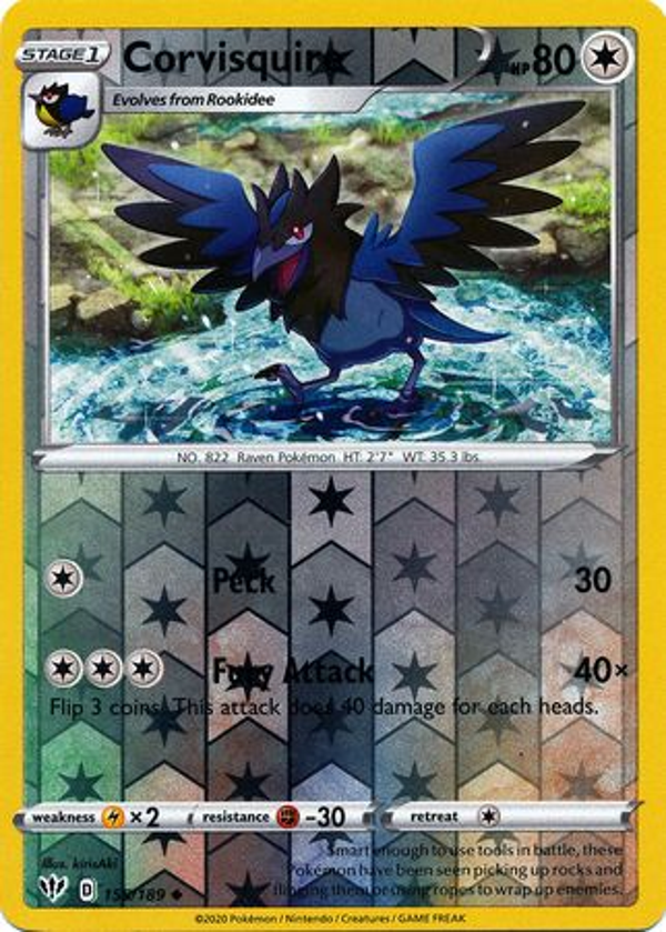 Corvisquire 155/189 Reverse Holo Darkness Ablaze