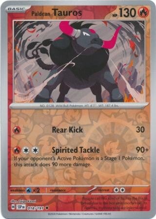 Paldean Tauros 018/191 reverse holo surging sparks